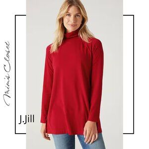 J.JILL Luxe Supima High-Low Turtleneck Tunic - Red - M